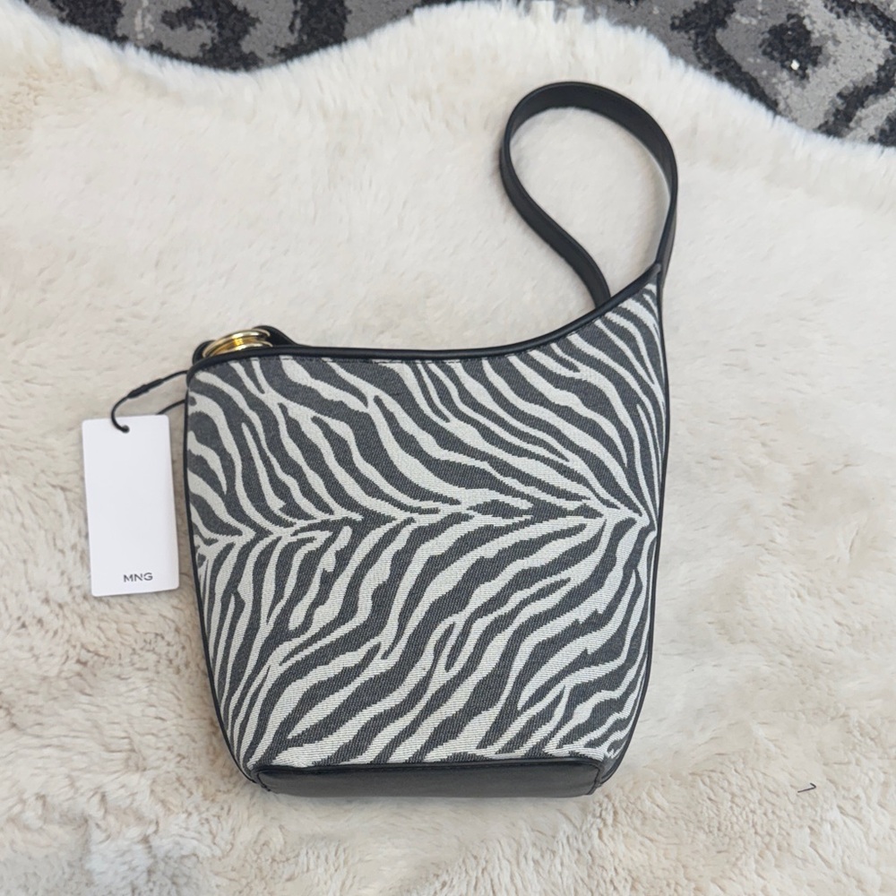 Mango Women's Zebra Shoulder Bag - Black and White